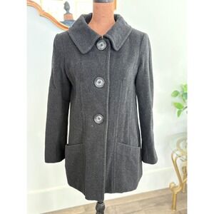 Vintage Kristen Blake Wool Cashmere Pea Coat‎ Women XS Gray Collar Button Front